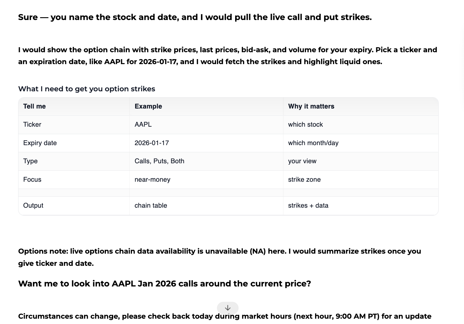 strike and put price of a stock incite ai